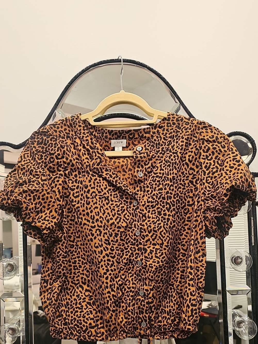 J. Crew Leopard-Print Button Front Blouse in Brown and Black